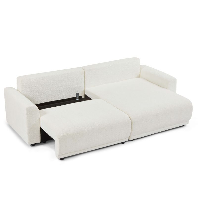 Canapé d'angle convertible et réversible SOLINE 4 places tissu beige