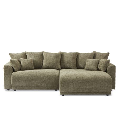 Canapé d'angle convertible et réversible SOLINE 4 places tissu vert