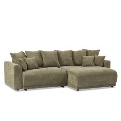 Canapé d'angle convertible et réversible SOLINE 4 places tissu vert