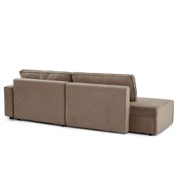 Canapé d'angle droit ouvert convertible ZOLA 4 places velours cotelé taupe