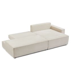 Canapé d'angle droit ouvert convertible ZOLA 4 places velours cotelé beige