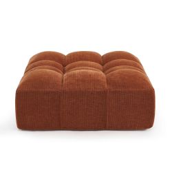 Pouf JANIS modulable 1 place velours terracotta
