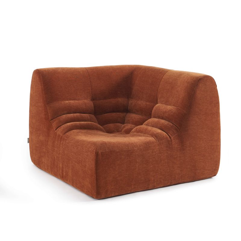 Chauffeuse d'angle JANIS modulable 1 place velours terracotta