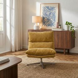 Fauteuil rotatif HYGEA 1 place tissu jaune moutarde