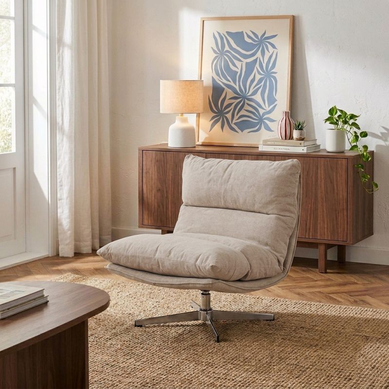 Fauteuil rotatif HYGEA 1 place tissu taupe