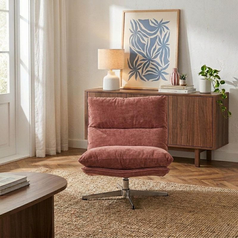 Fauteuil rotatif HYGEA 1 place tissu terracotta