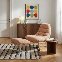 Fauteuil rotatif THEMIS 1 place + repose-pieds tissu terracotta