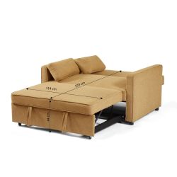 Canapé droit convertible NEVA 2 places tissu jaune