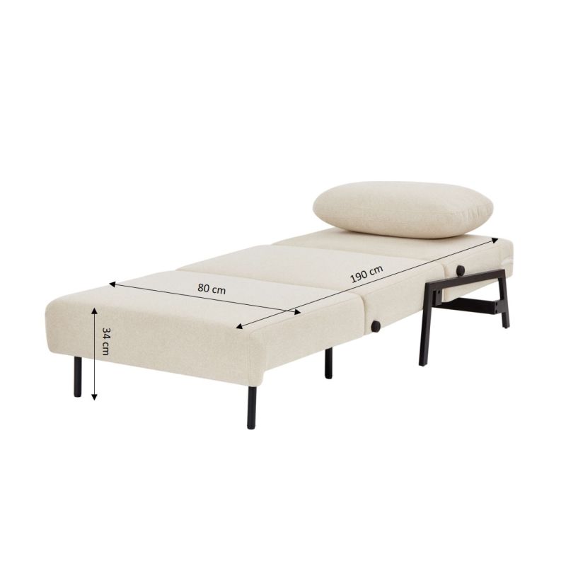 Fauteuil convertible NIO 1 place tissu beige