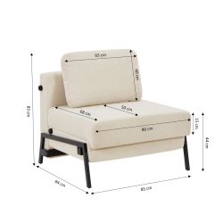 Fauteuil convertible NIO 1 place tissu beige