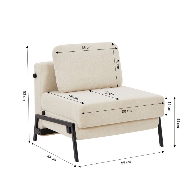 Fauteuil convertible NIO 1 place tissu beige