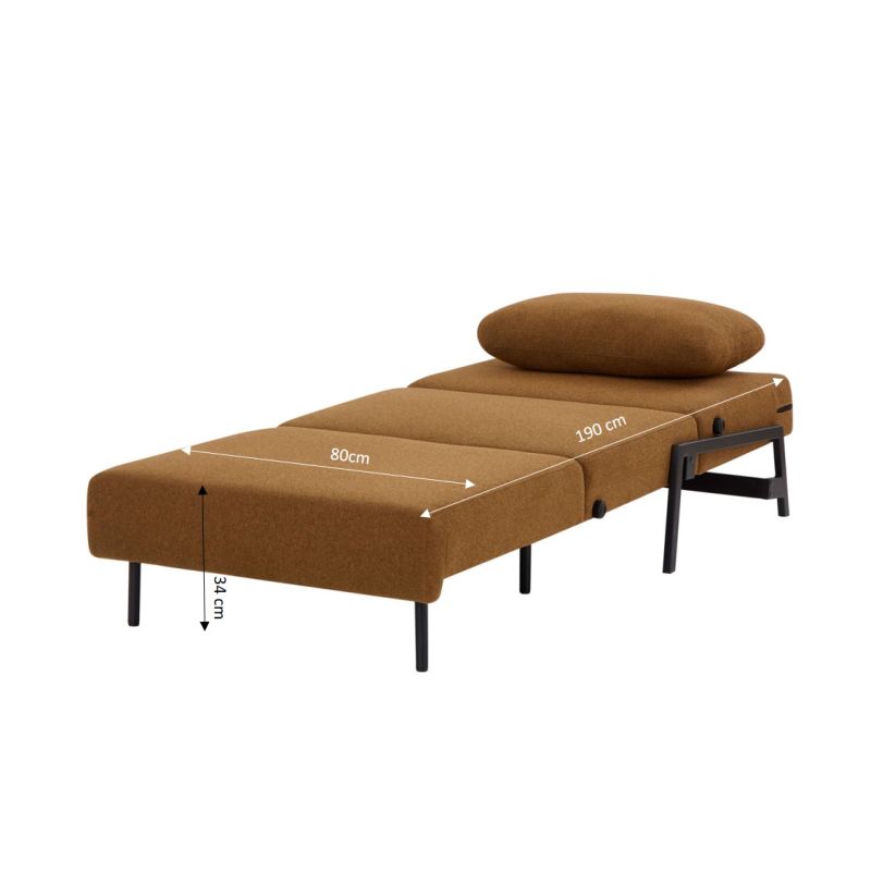 Fauteuil convertible NIO 1 place tissu marron