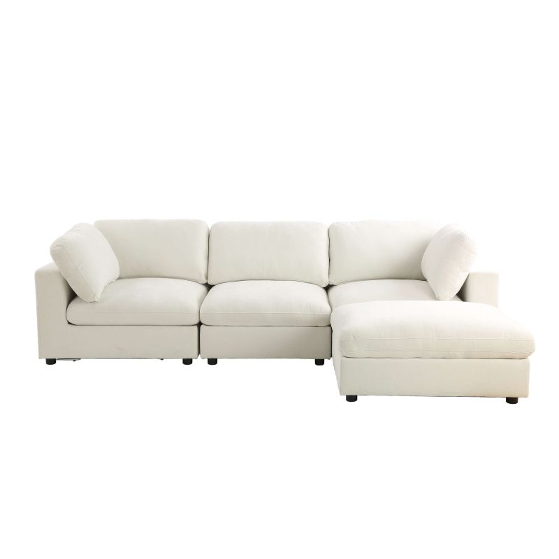 Canapé d'angle modulable MIZAR 4 places tissu beige