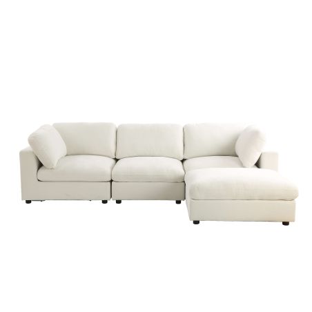 Canapé d'angle modulable MIZAR 4 places tissu beige