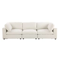 Canapé d'angle modulable MIZAR 4 places tissu beige