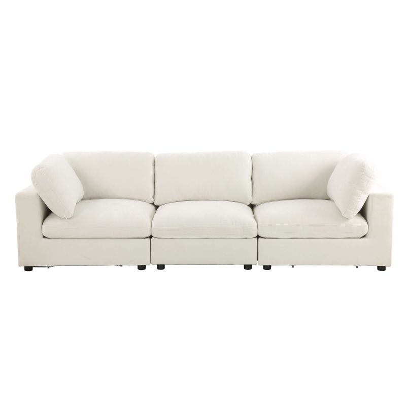 Canapé d'angle modulable MIZAR 4 places tissu beige