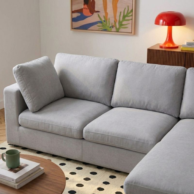 Canapé d'angle modulable MIZAR 4 places tissu gris