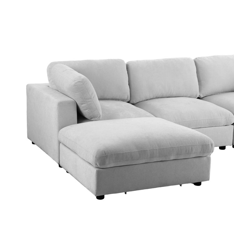 Canapé d'angle modulable MIZAR 4 places tissu gris