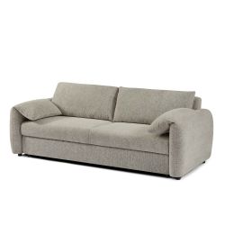 Canapé droit convertible ANGEA 3 places tissu chenille tramé taupe