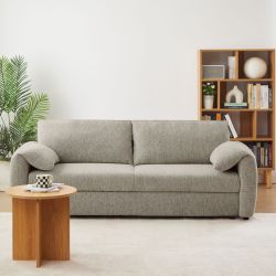 Canapé droit convertible ANGEA 3 places tissu chenille tramé taupe