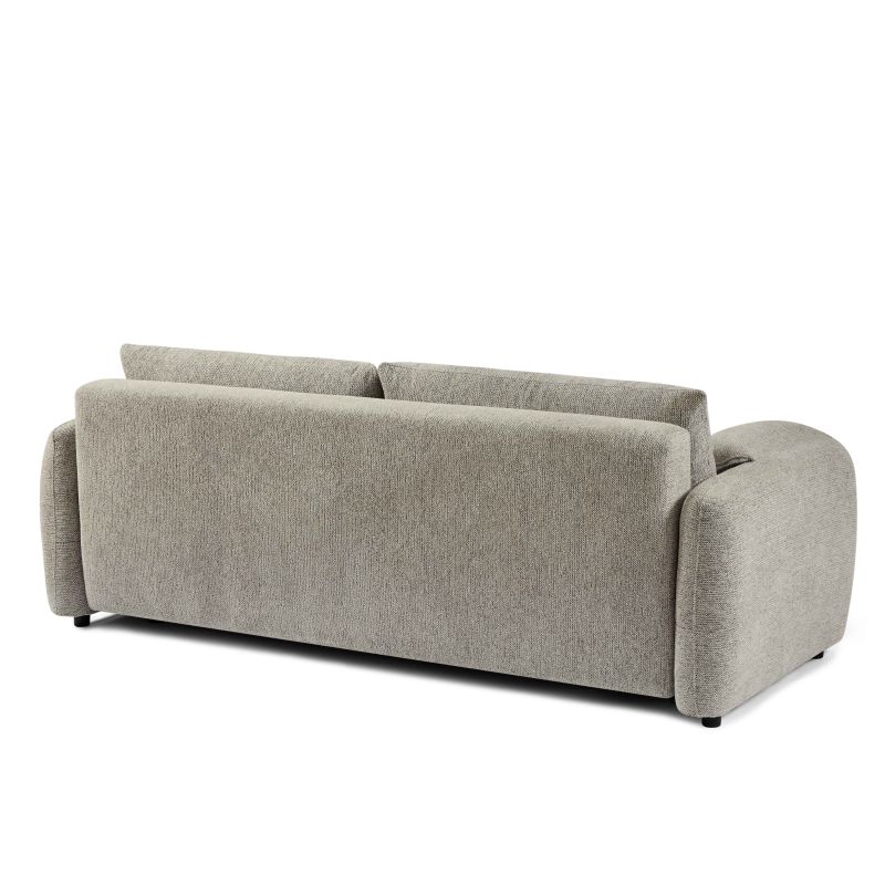 Canapé droit convertible ANGEA 3 places tissu chenille tramé taupe