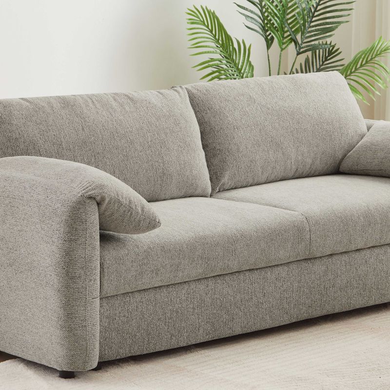 Canapé droit convertible ANGEA 3 places tissu chenille tramé taupe