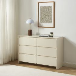 Commode AKKA 6 tiroirs beige 120 cm