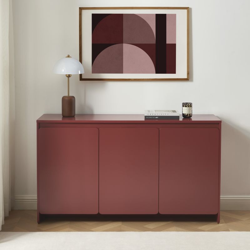 Buffet AKKA 3 portes bordeaux 140 cm