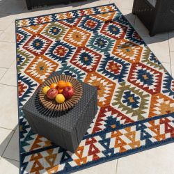 Tapis extérieur TIKI motif aztèque coloré 200x290 cm