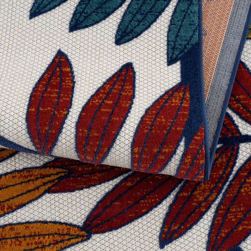 Tapis extérieur OHAA motif feuilles coloré 70x140 cm