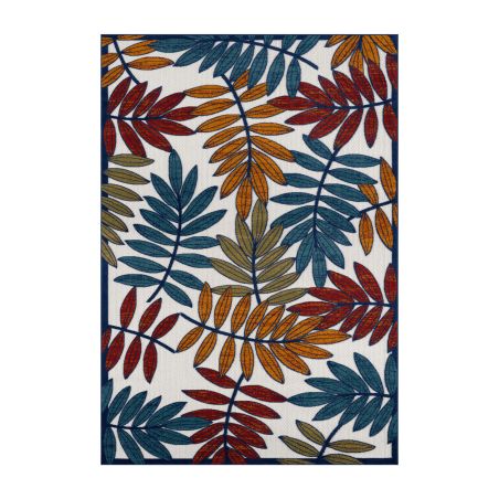 Tapis extérieur OHAA motif feuilles coloré 160x230 cm