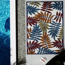 Tapis extérieur OHAA motif feuilles coloré 120x160 cm