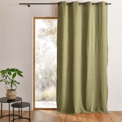 Rideau VISTA gaze de coton vert olive 130x240cm