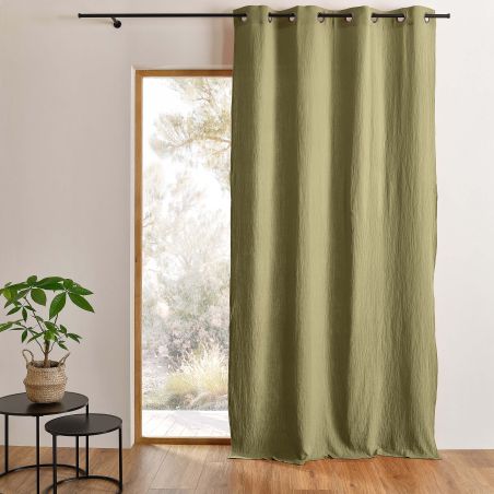 Rideau VISTA gaze de coton vert olive 130x240cm