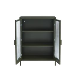 Buffet PANTONE vert olive foncé portes en verre cannelé 75cm