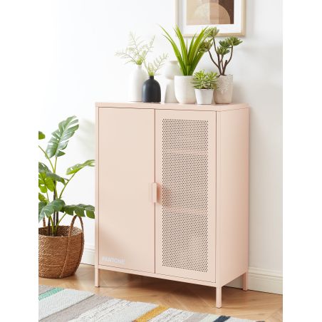Buffet PANTONE métal rose blush 2 portes 75cm