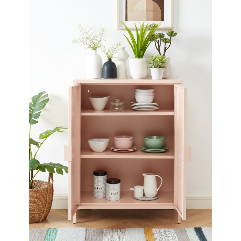 Buffet PANTONE métal rose blush 2 portes 75cm
