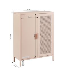 Buffet PANTONE métal rose blush 2 portes 75cm