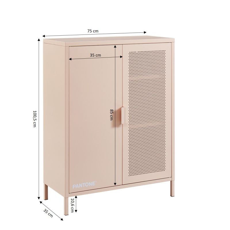 Buffet PANTONE métal rose blush 2 portes 75cm