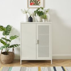 Buffet PANTONE métal beige sable 2 portes 75cm