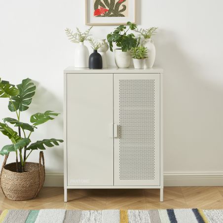 Buffet PANTONE métal beige sable 2 portes 75cm