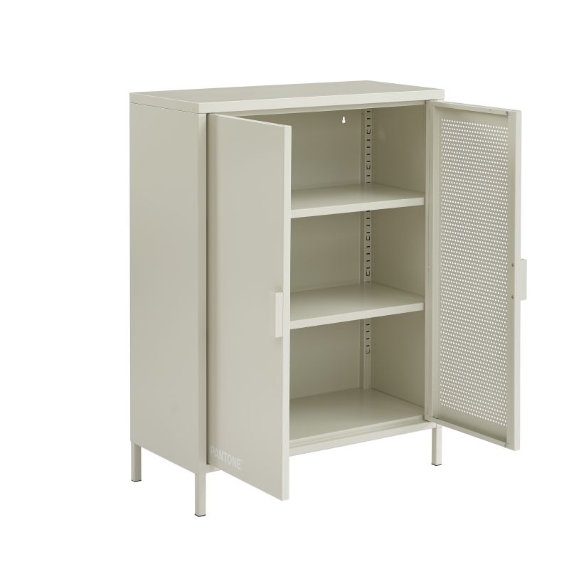 Buffet PANTONE métal beige sable 2 portes 75cm