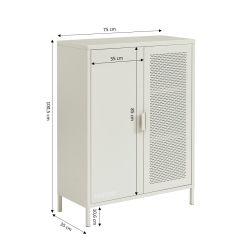 Buffet PANTONE métal beige sable 2 portes 75cm