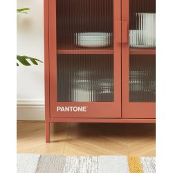 Buffet PANTONE terracotta portes en verre cannelé 75cm