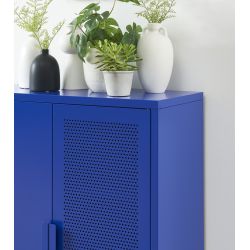 Buffet PANTONE métal bleu électrique 2 portes 75cm