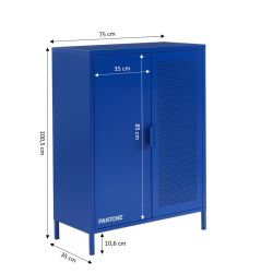 Buffet PANTONE métal bleu électrique 2 portes 75cm