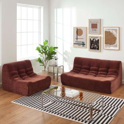 Banquette JANIS modulable 2 places velours bordeaux