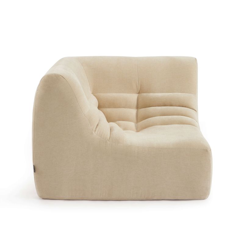 Chauffeuse d'angle JANIS modulable 1 place velours beige