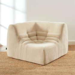 Chauffeuse d'angle JANIS modulable 1 place velours beige