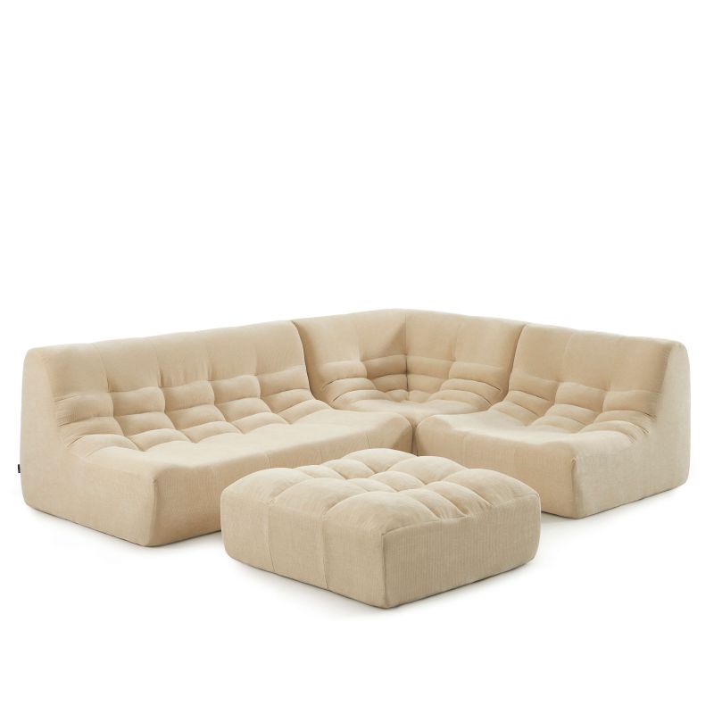 Pouf JANIS modulable 1 place velours beige